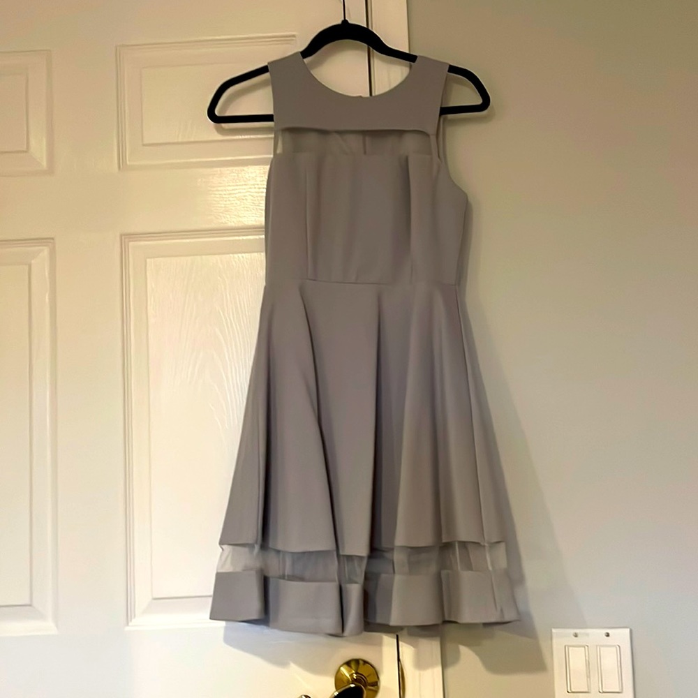 Grey Formal Dress with Mesh Detailing